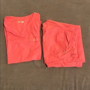 Pink Scrub Top and Bottom